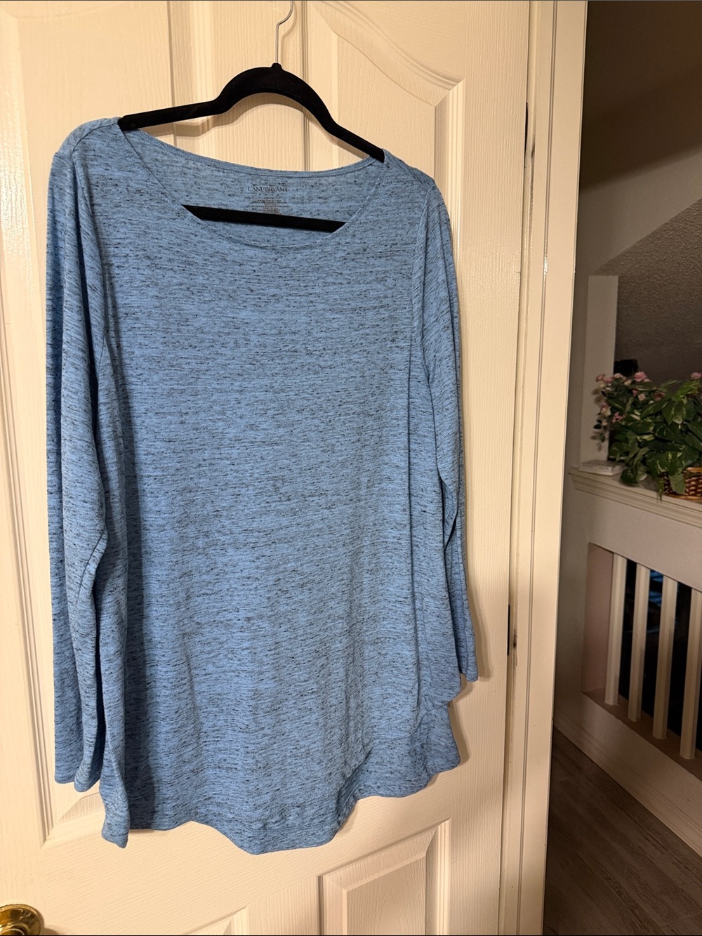 Lane Bryant Heathered Light Blue Long Sleeve Knit Top